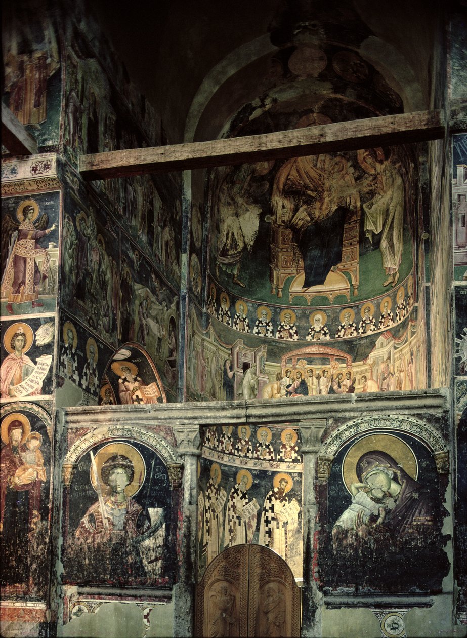 Iconostasis and apse, frescoes painted 1313 by Macedonian School