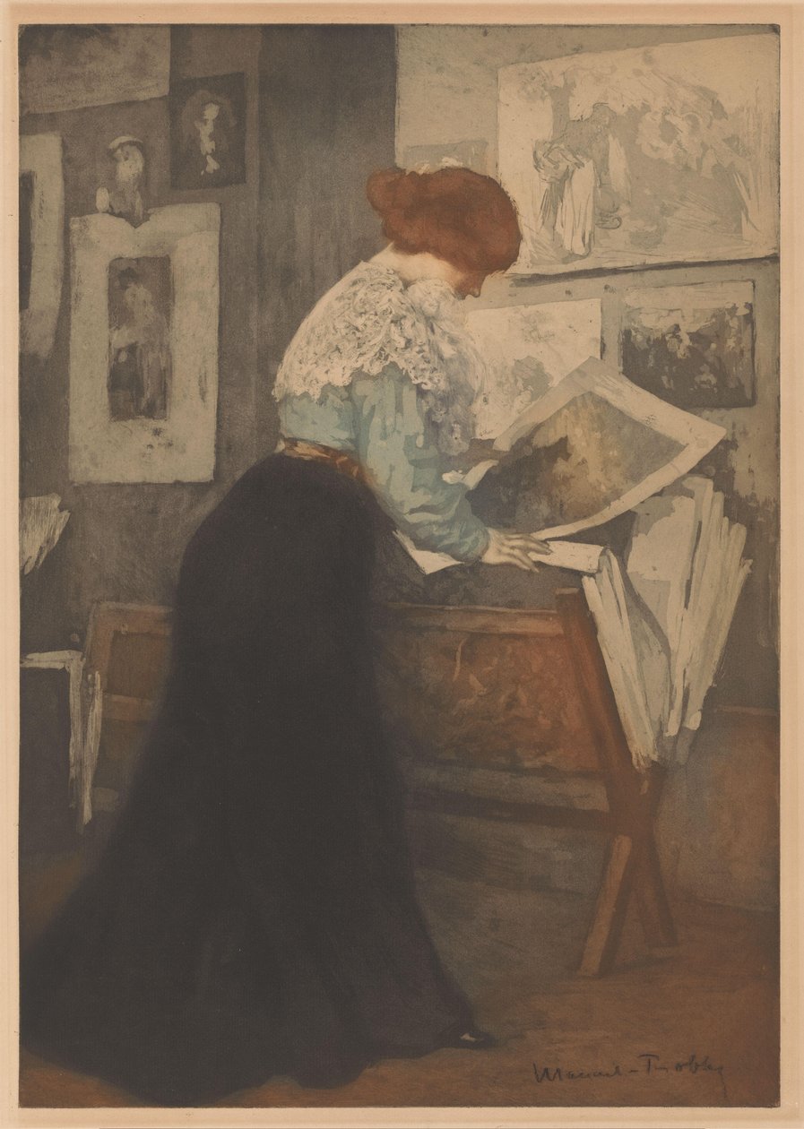 Woman in Front of a Print Stand by Manuel Robbe