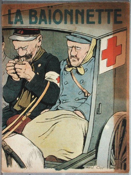 Caricature of an ambulance, front cover of La Baionnette, 28th June 1917 by Marcel Amable O.L. Capy