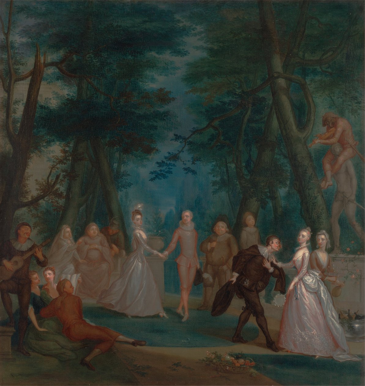 Scene in a Park, with Figures from the Commedia dell