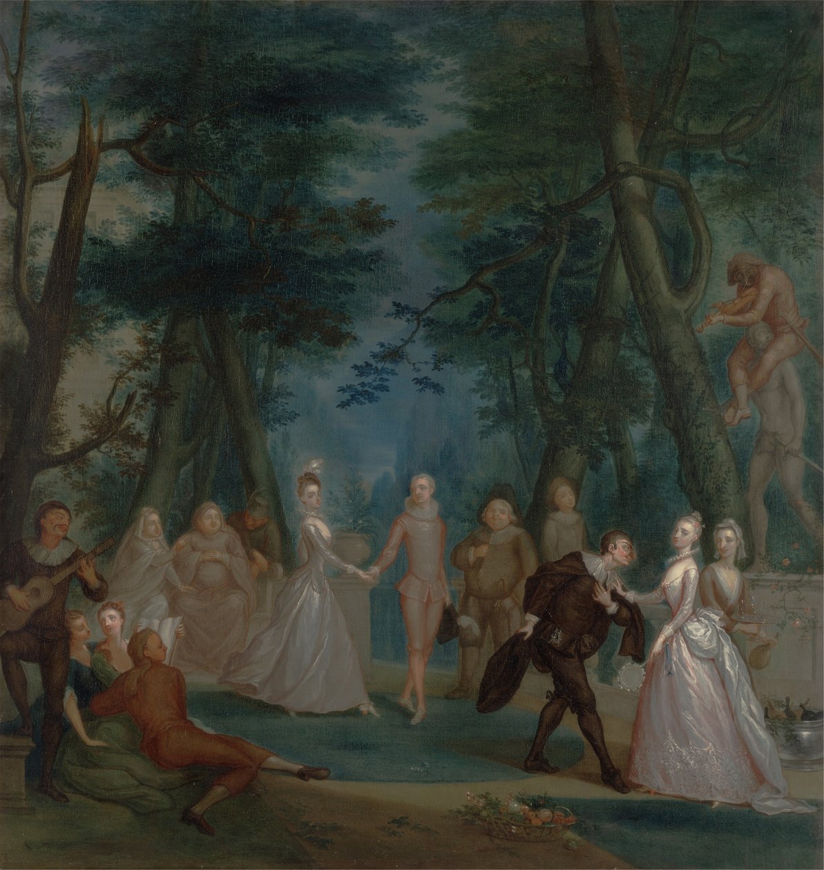 Scene in a Park, with Figures from the Commedia dell