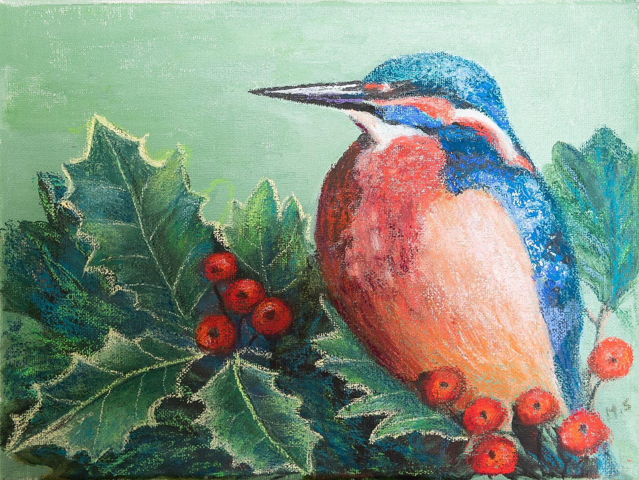 Kingfisher on berries, 2022 by Margo Starkey