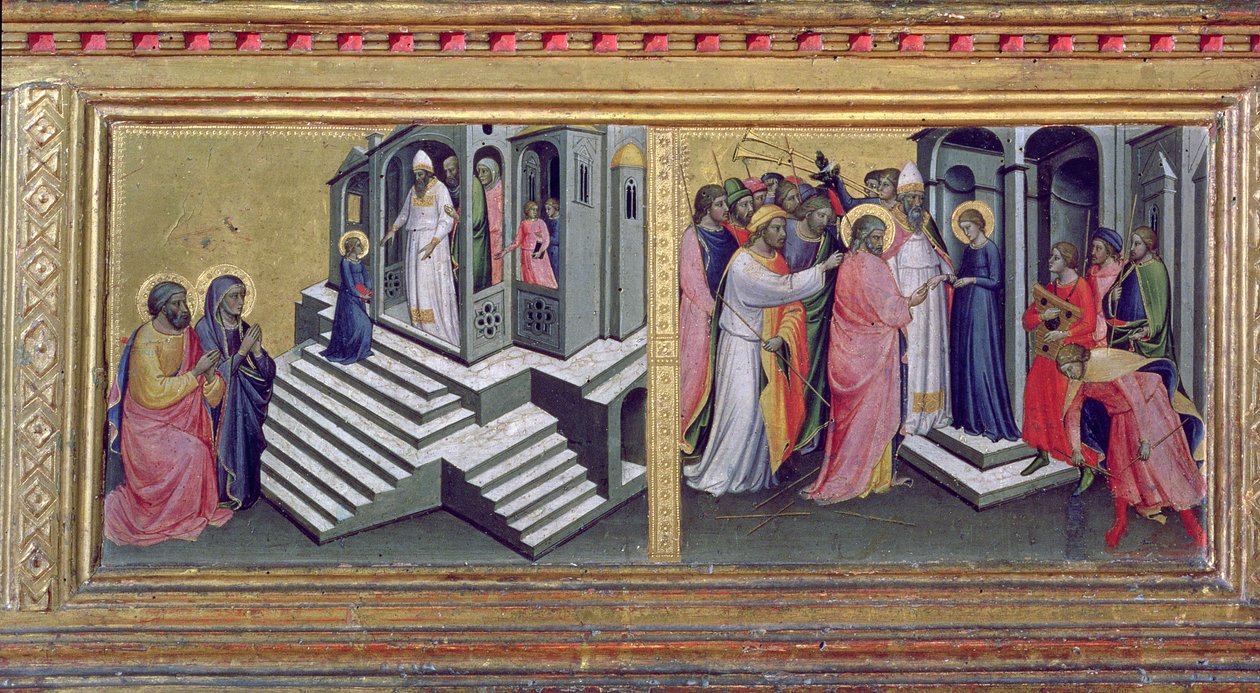 Madonna and Child with Saints, detail of the predella depicting the Presentation in the Temple and the Marriage of the Virgin: (detail) by Mariotto di Nardo