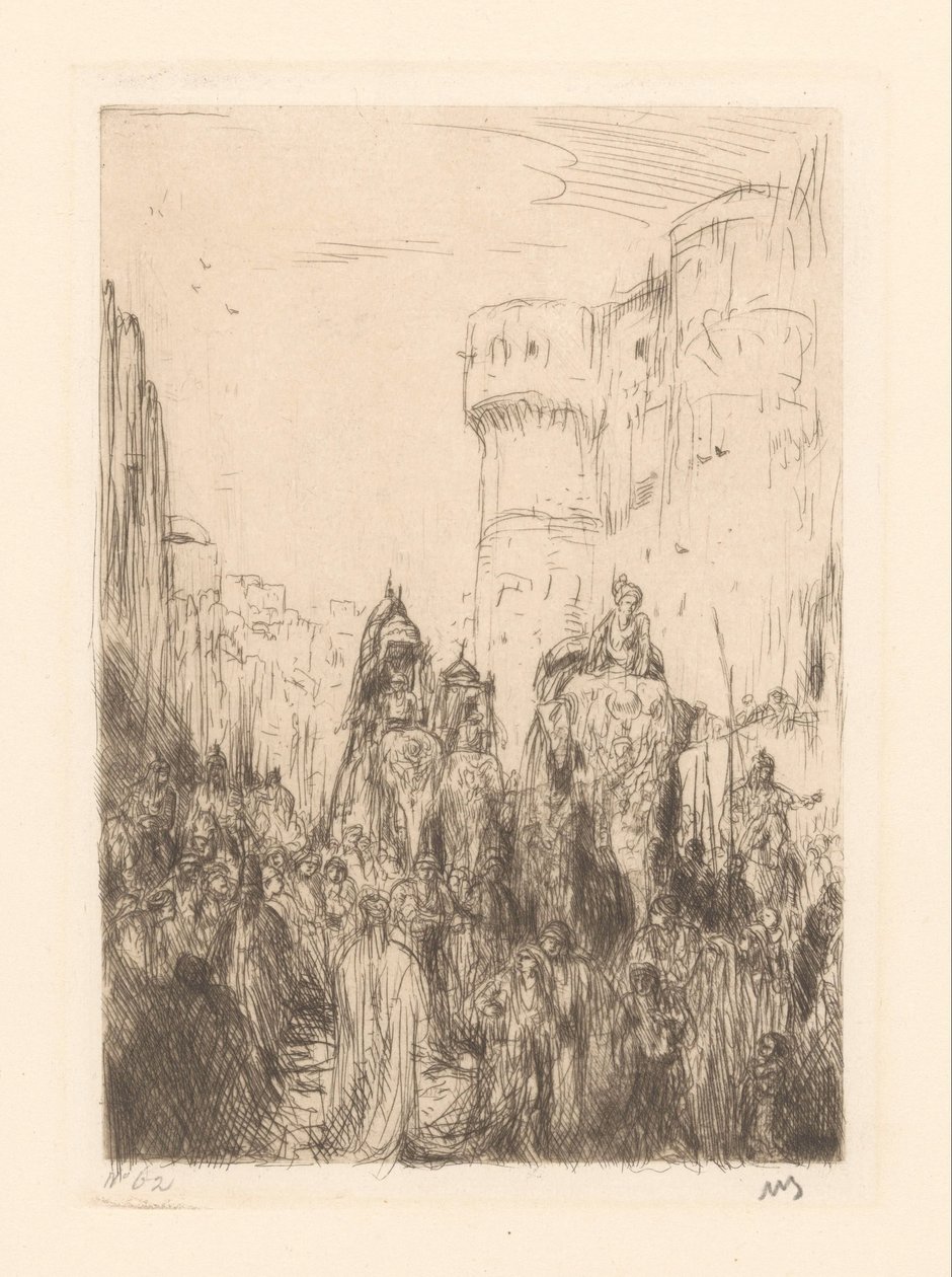 Parade with Elephants by Marius Bauer (signed by artist)