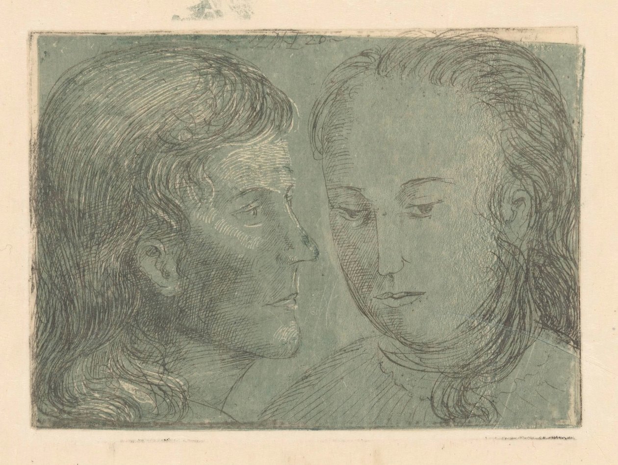 Young Man in Profile and Woman by Marius Holleman