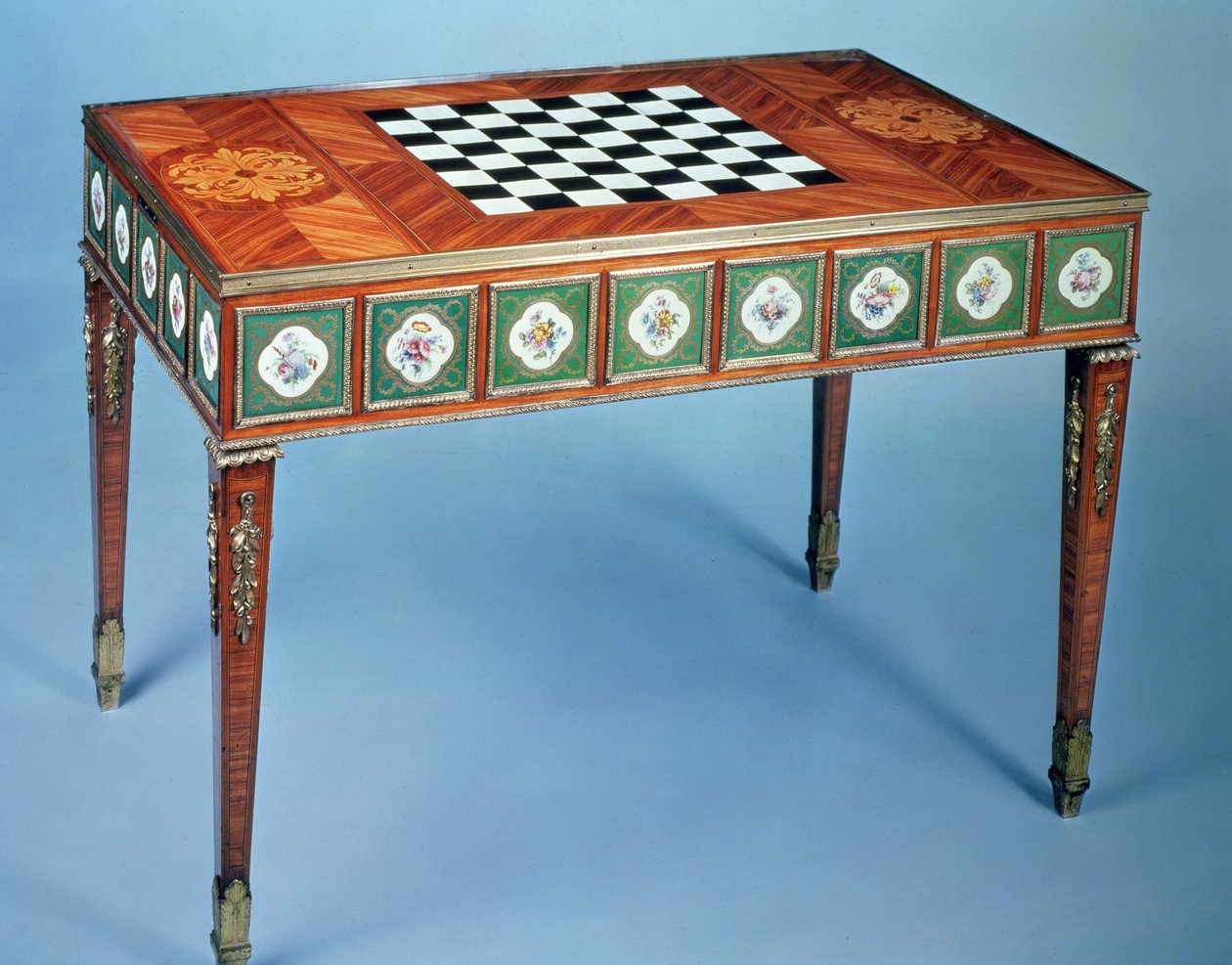 Sevres games table with porcelain plaques inset, 1775 by Martin Carlin
