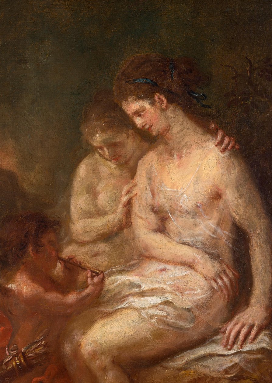 Two Nymphs with Cupid by Martin Johann Schmidt