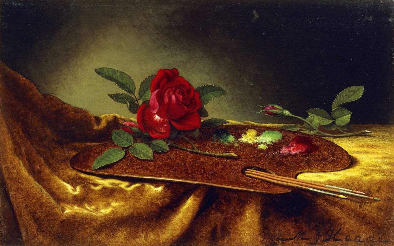 Roses on a Palette by Martin Johnson Heade