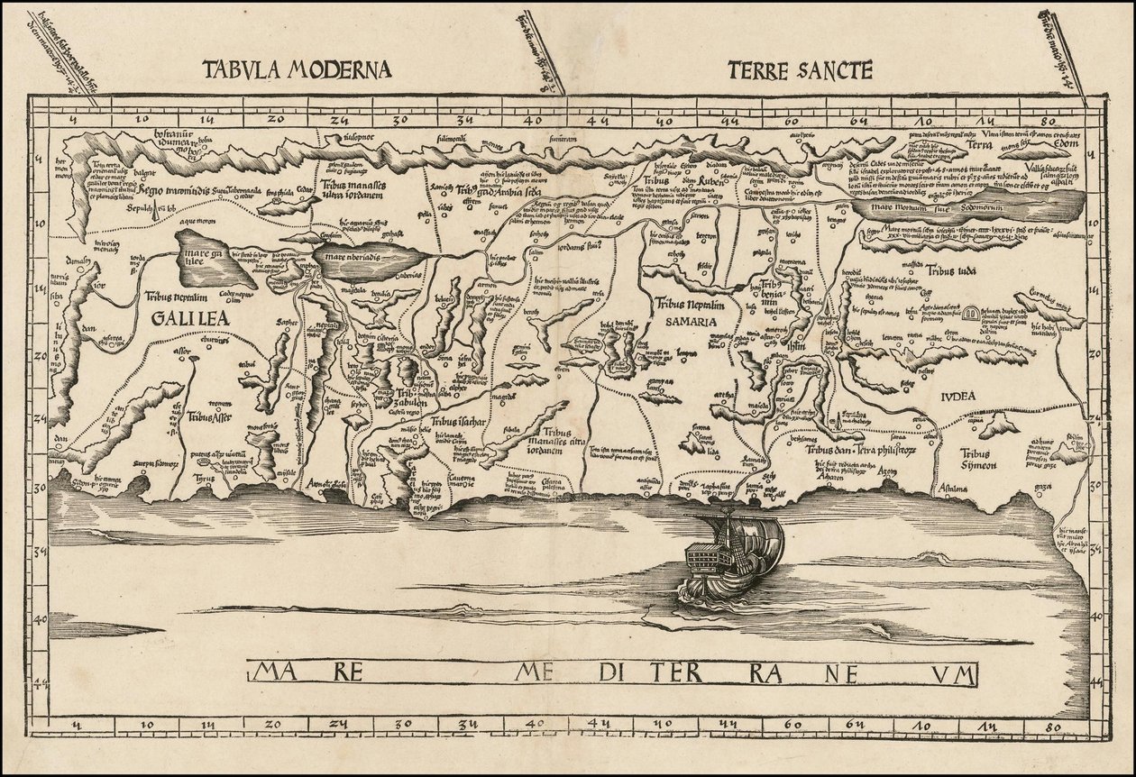 1513 Map of Palestine by Martin Waldseemüller by Martin Waldseemuller