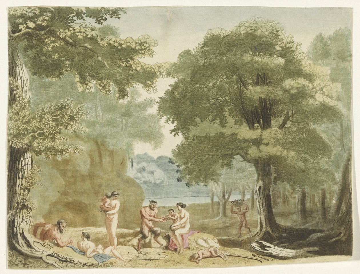 Nymphs and Satyrs in a Landscape by Martinus Berkenboom