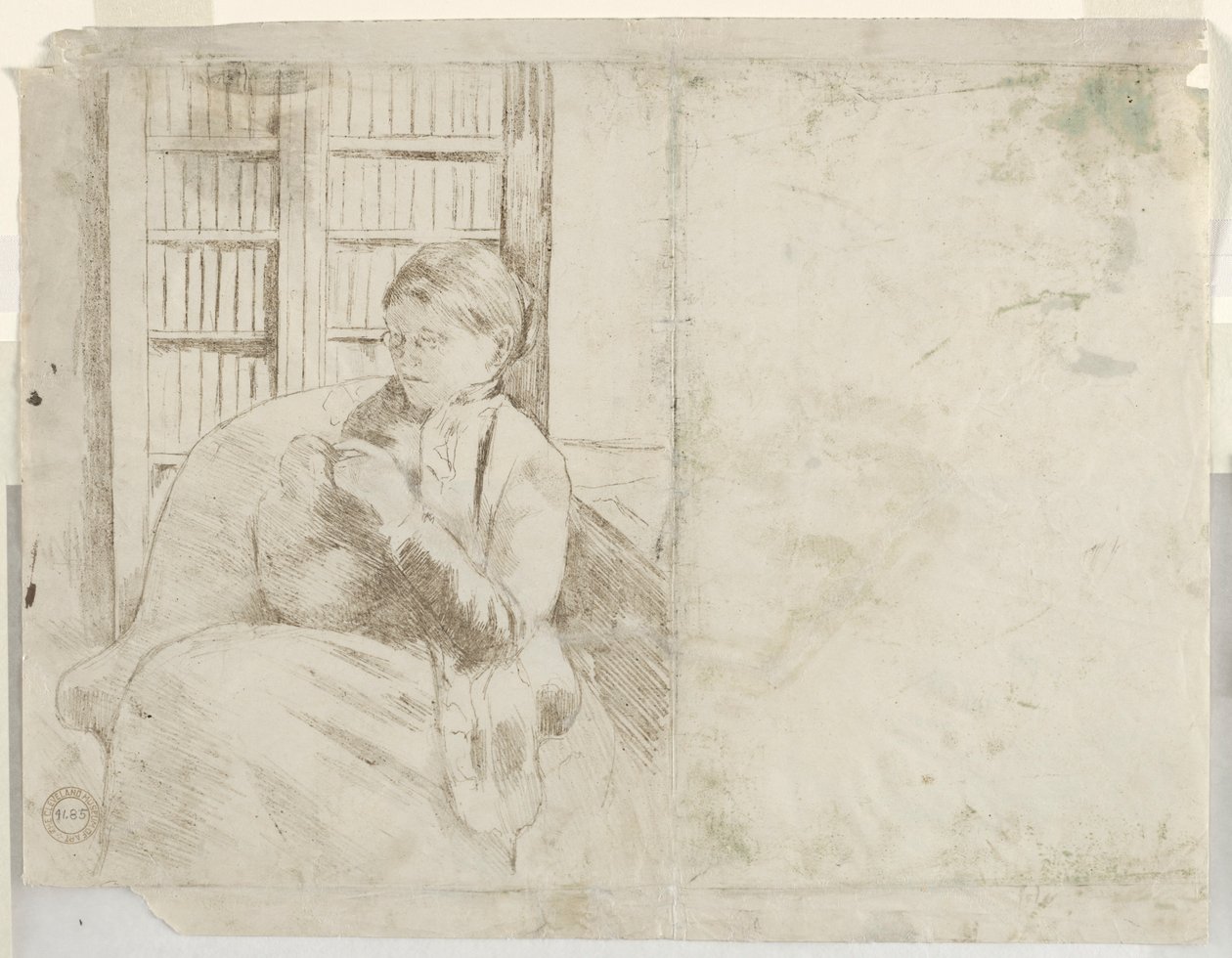 Knitting in the Library by Mary Cassatt