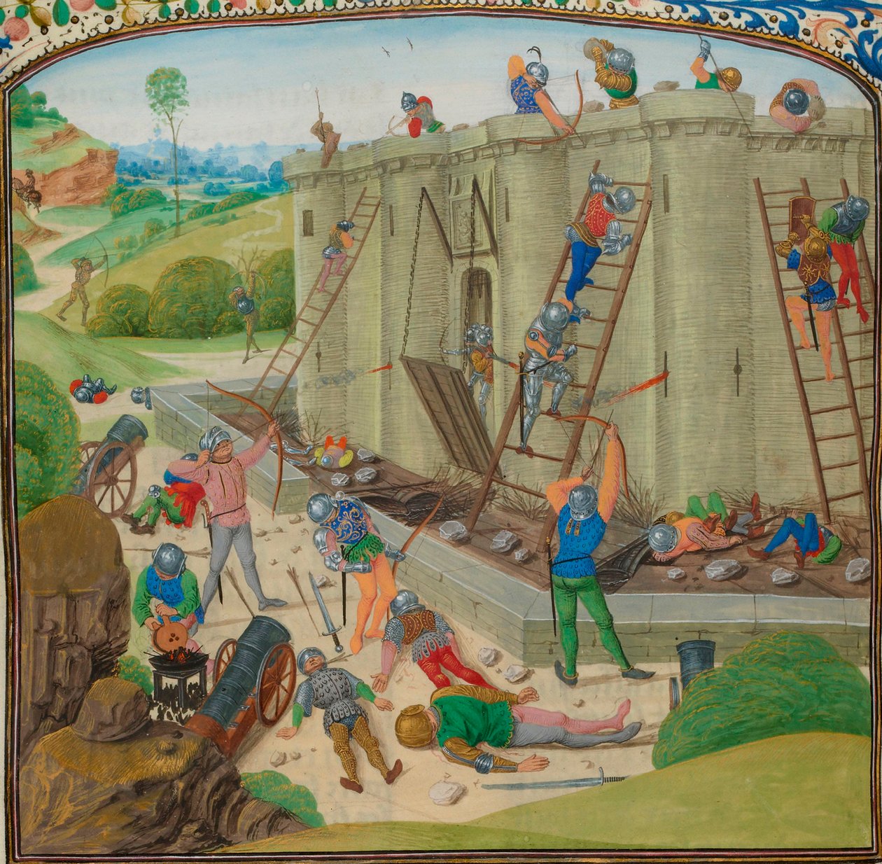 The oldest known representations of the castle illustrate the siege of Brest by the Duke of Lancaster in 1386 by Master of Anthony of Burgundy