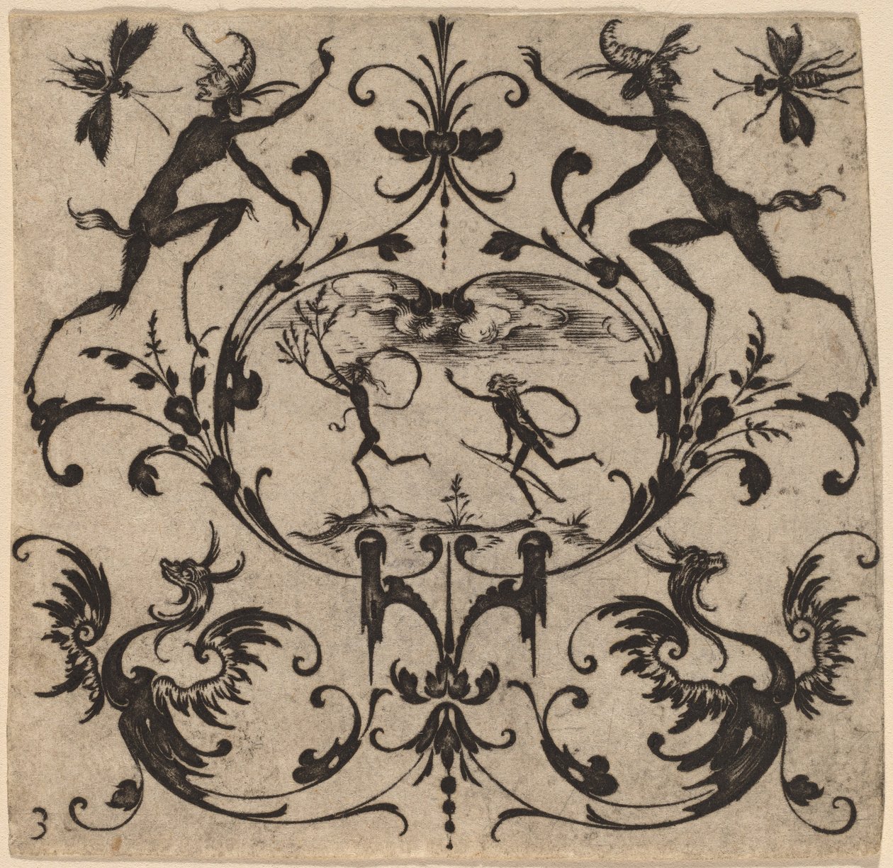 Ornament with Grotesque by Master CR