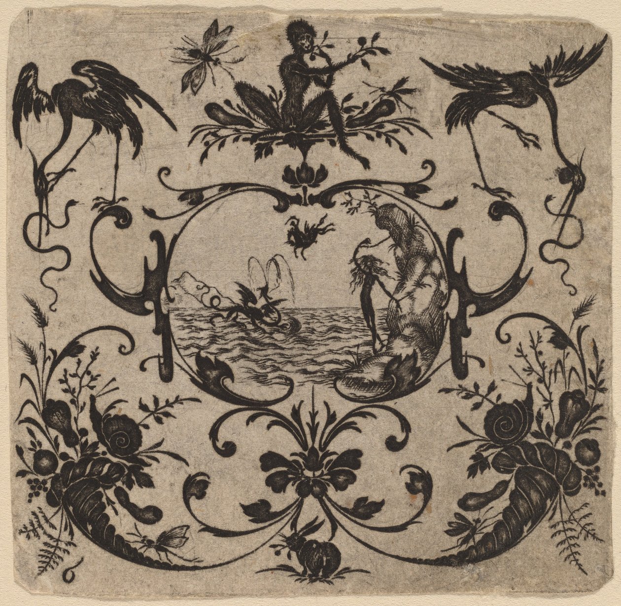 Ornament with Grotesque by Master CR