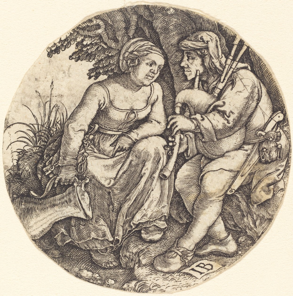 Bagpipe Player with His Lover by Master IB
