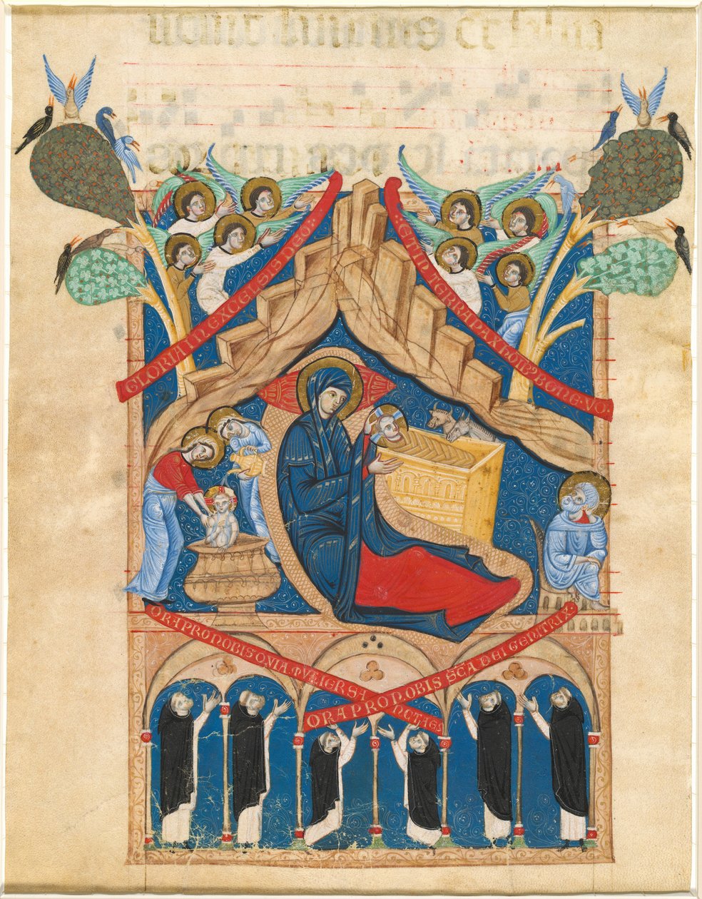 The Nativity with Six Dominican Monks by Master of Imola