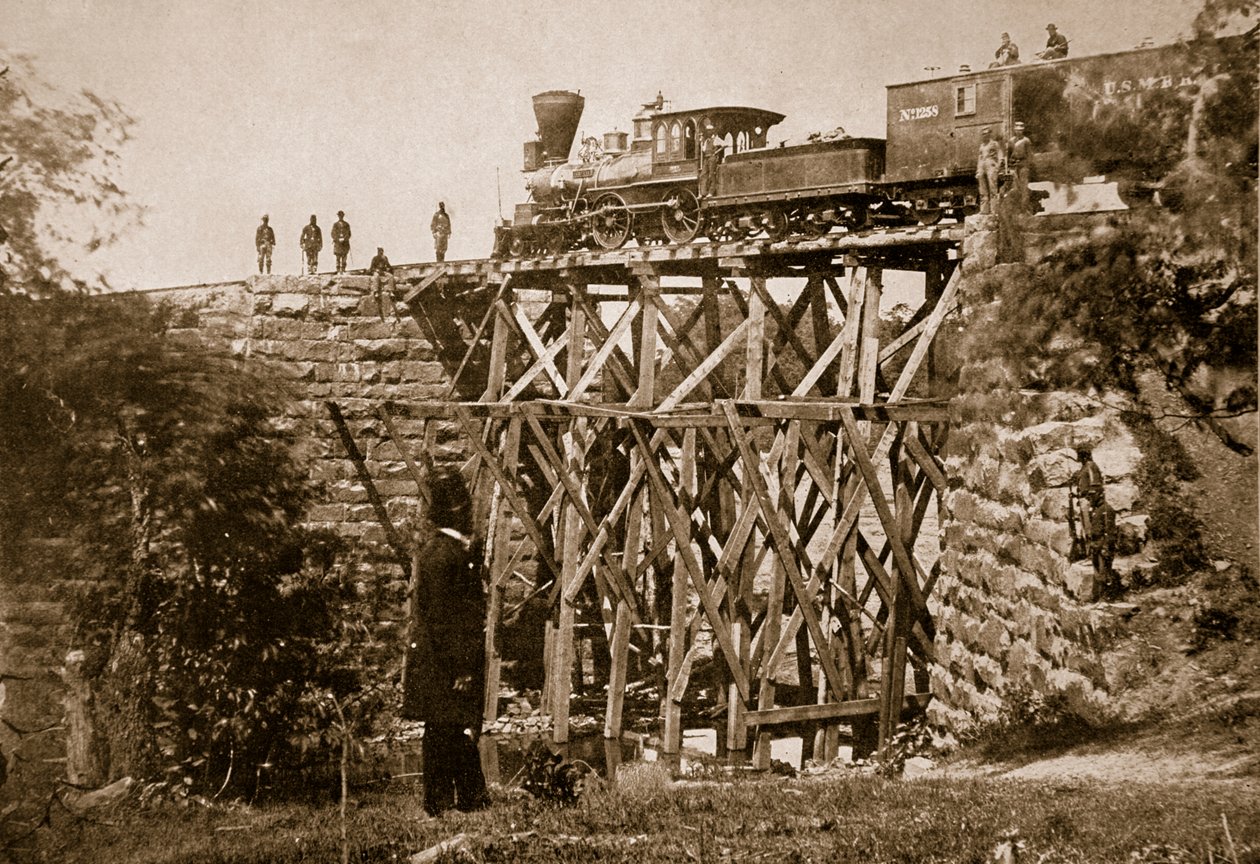 Bridge built by troops on the Orange and Alexandria Rail Road, 1861-65 by Mathew B. Brady