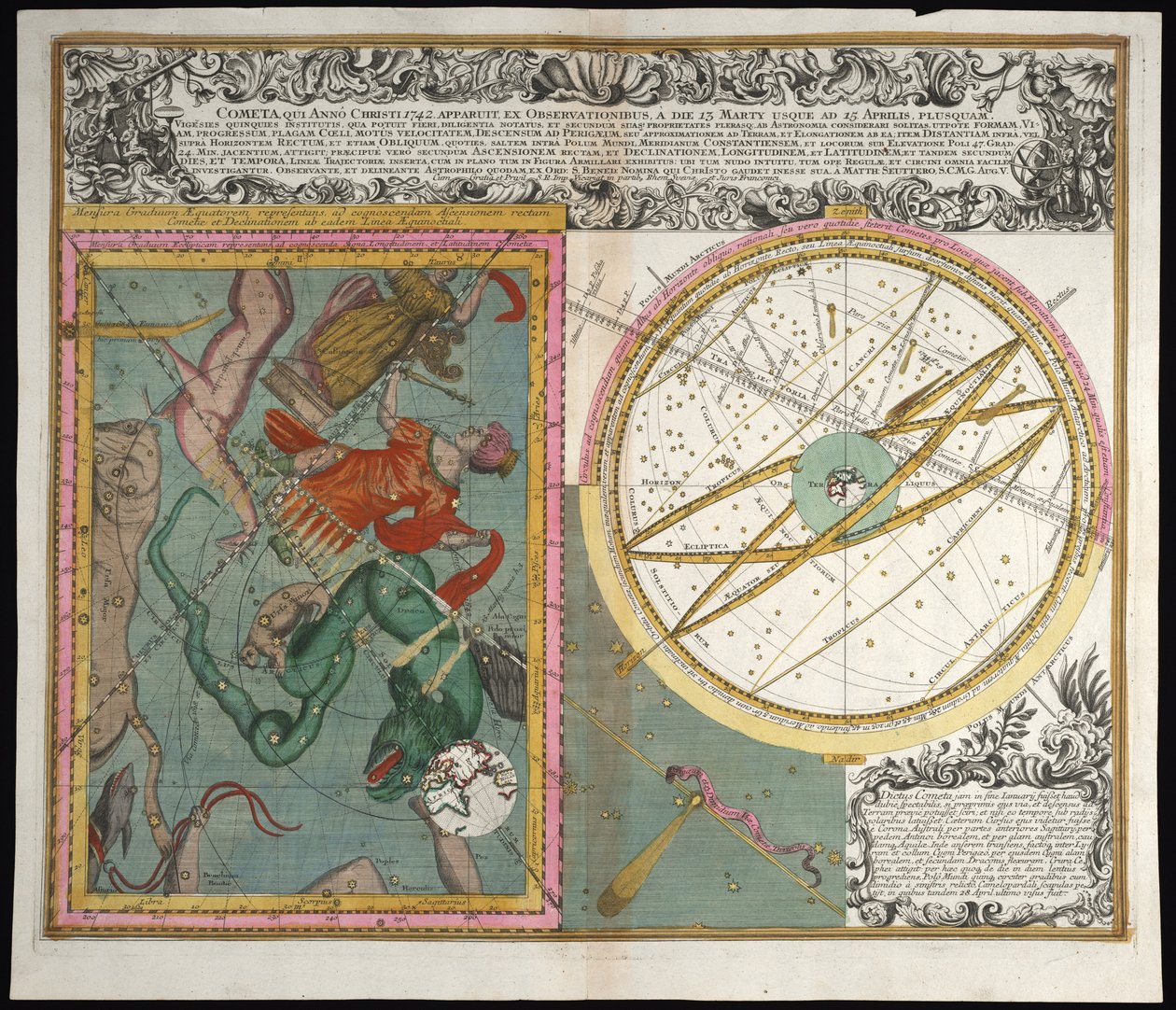 Comet, Year of Christ 1742 by Matthaeus Seutter