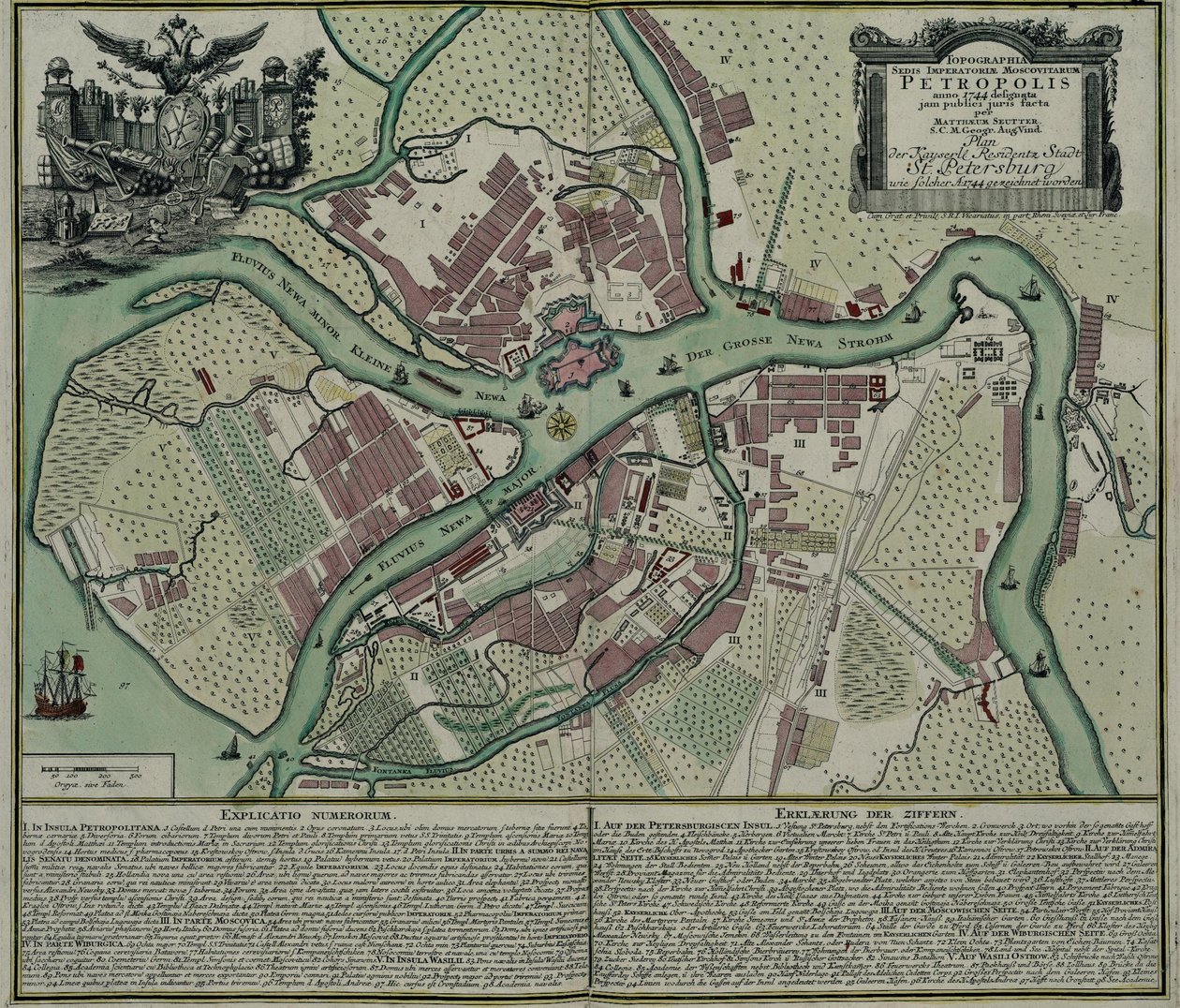 Map of Petersburg by Matthaeus Seutter