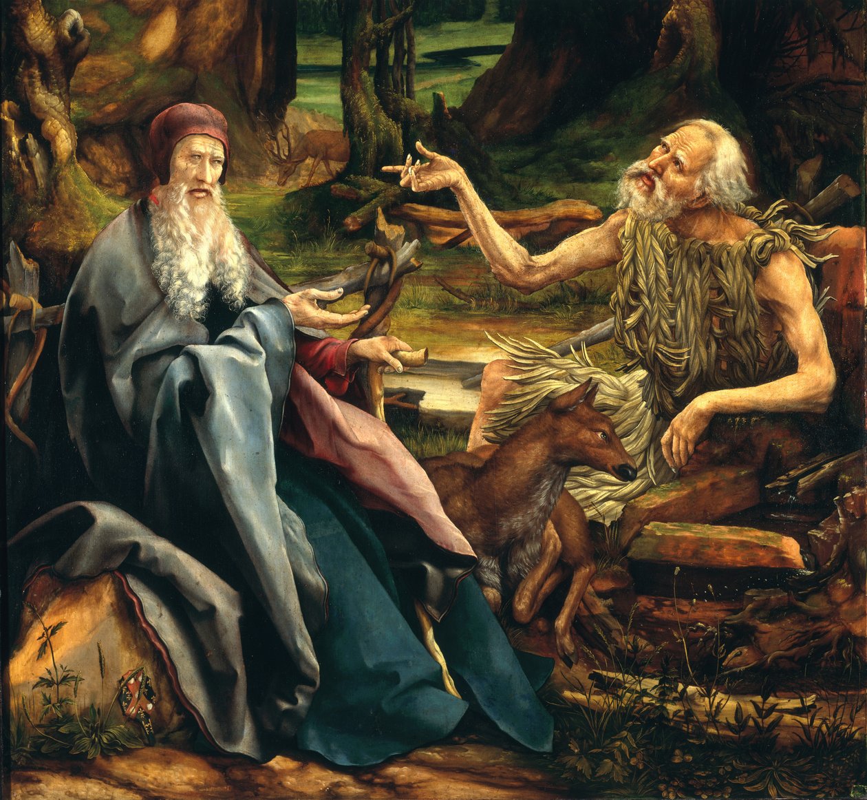 St. Anthony and St. Paul (detail from the Isenheim Altarpiece) by Matthias Grünewald