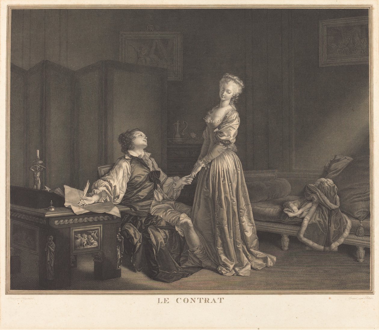 The Contract by Maurice Blot after Jean Honoré Fragonard
