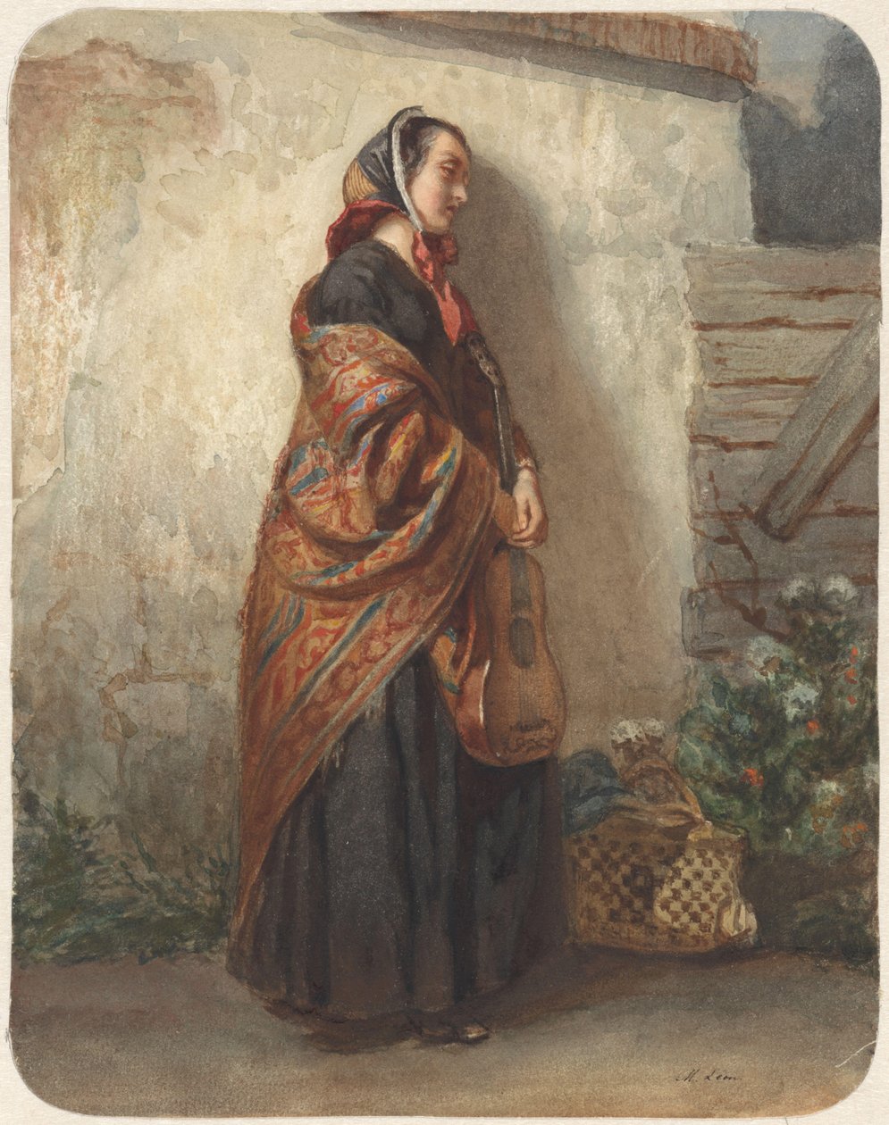 Standing Woman with Guitar by Maurits Leon