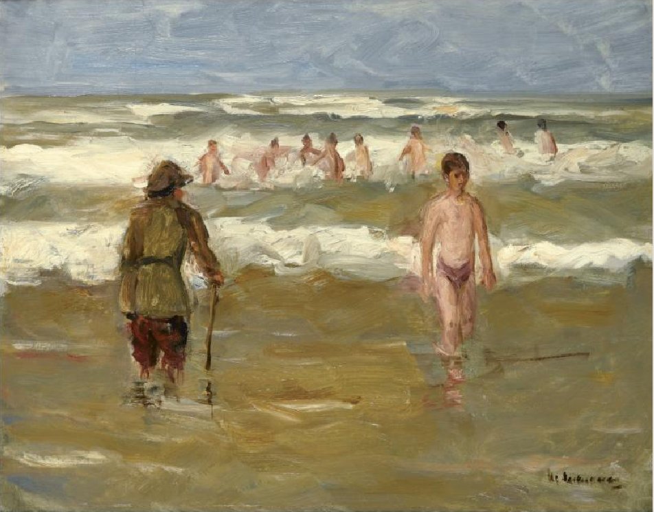 Bathing Boys with Lifeguard by Max Liebermann