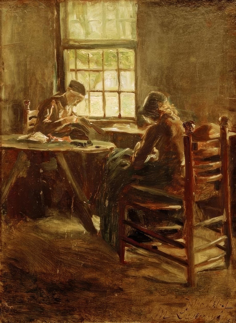 Dutch Interior – Sewing Room by Max Liebermann