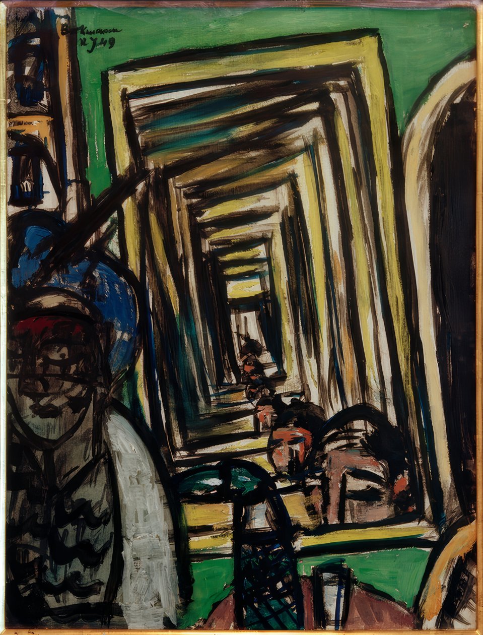 Café Interior with Mirror by Max Beckmann