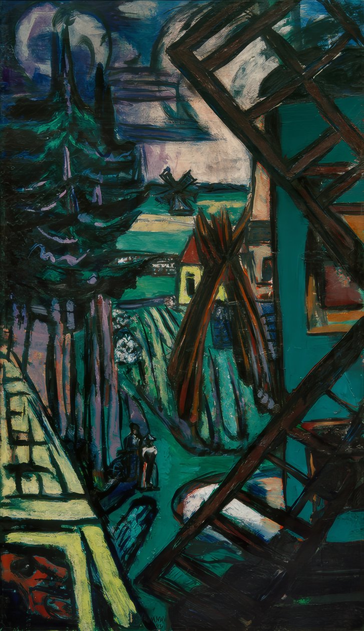 Large Landscape from Laren with Windmill by Max Beckmann