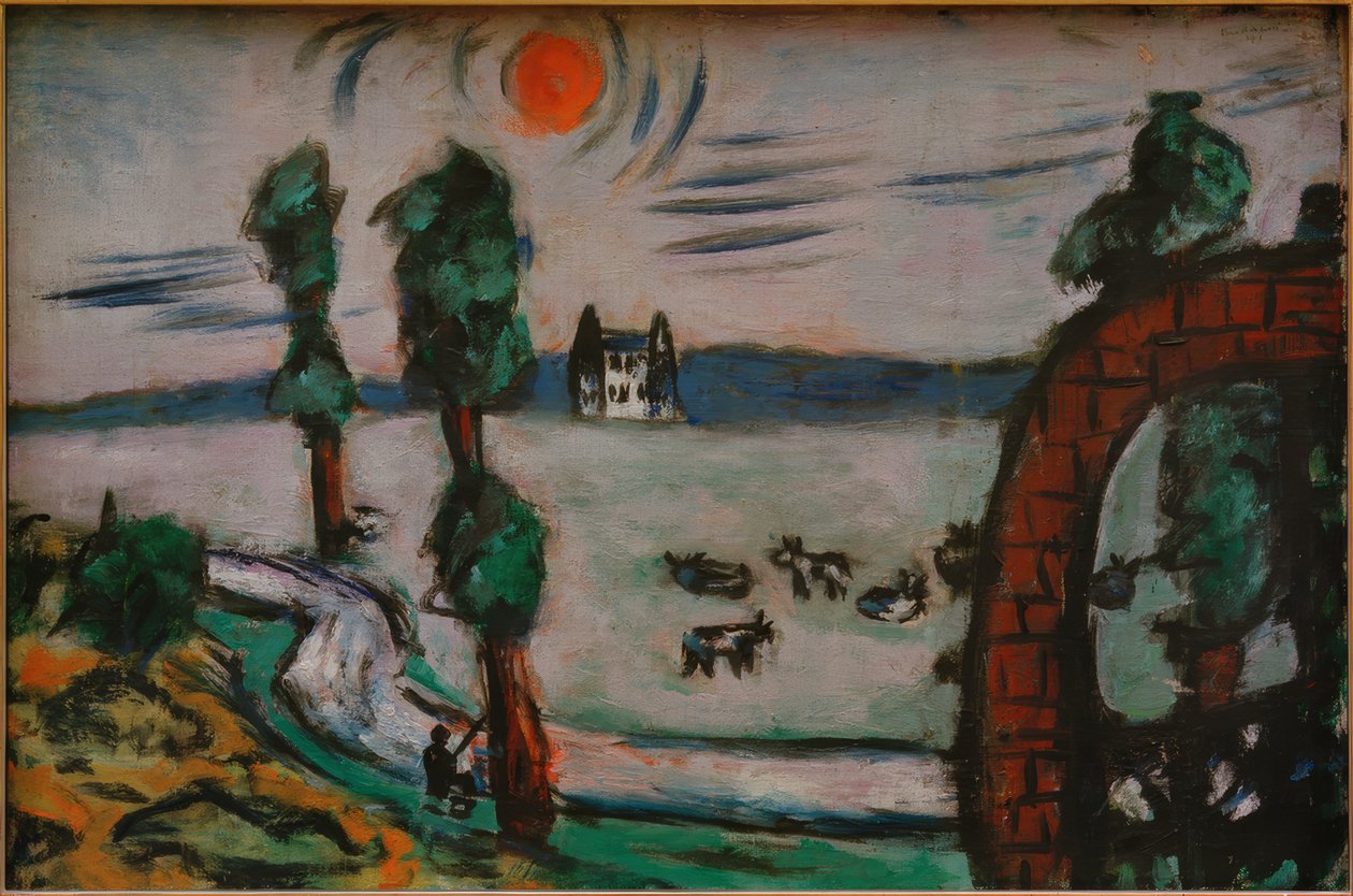 Foggy Landscape with Cows by Max Beckmann