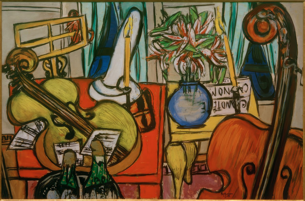 Still Life with Cello and Double Bass by Max Beckmann
