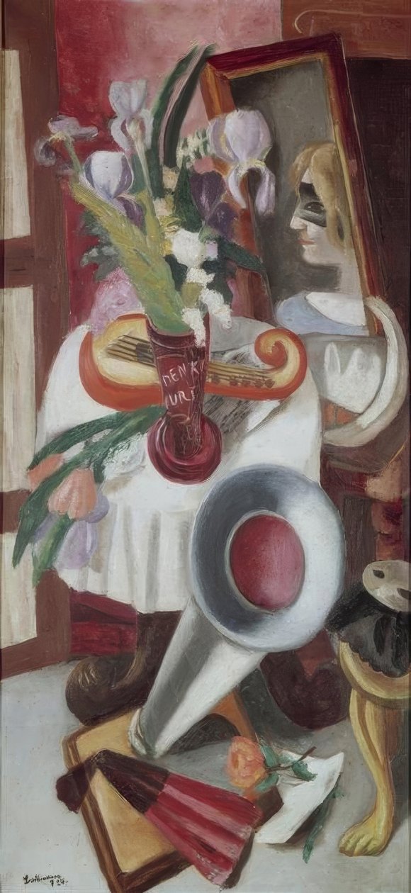 Still Life with Gramophone and Irises by Max Beckmann