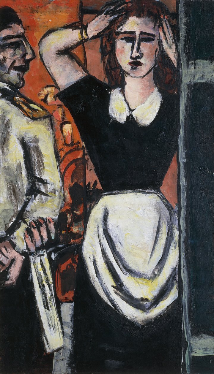 Waiter and coatroom attendant by Max Beckmann