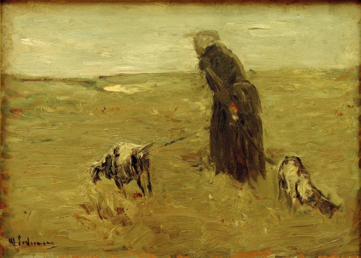 Old Woman with Goats by Max Liebermann