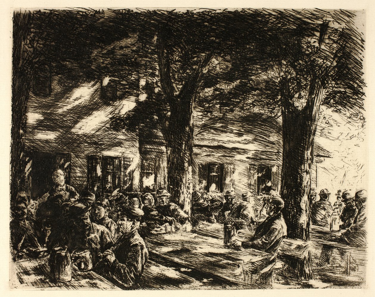 Beer Garden in Rosenheim by Max Liebermann