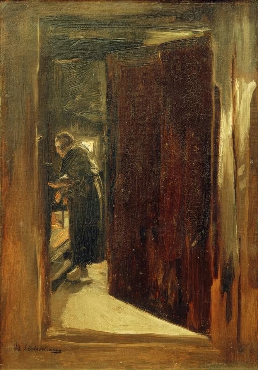 Woman in the Kitchen – View Through by Max Liebermann