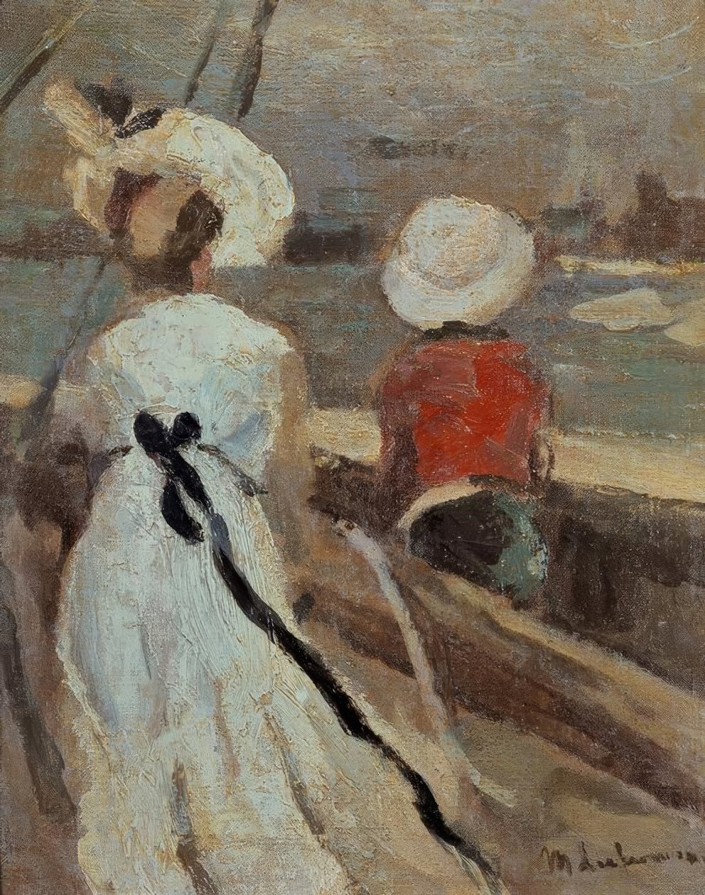 Woman with Child in a Sailboat by Max Liebermann