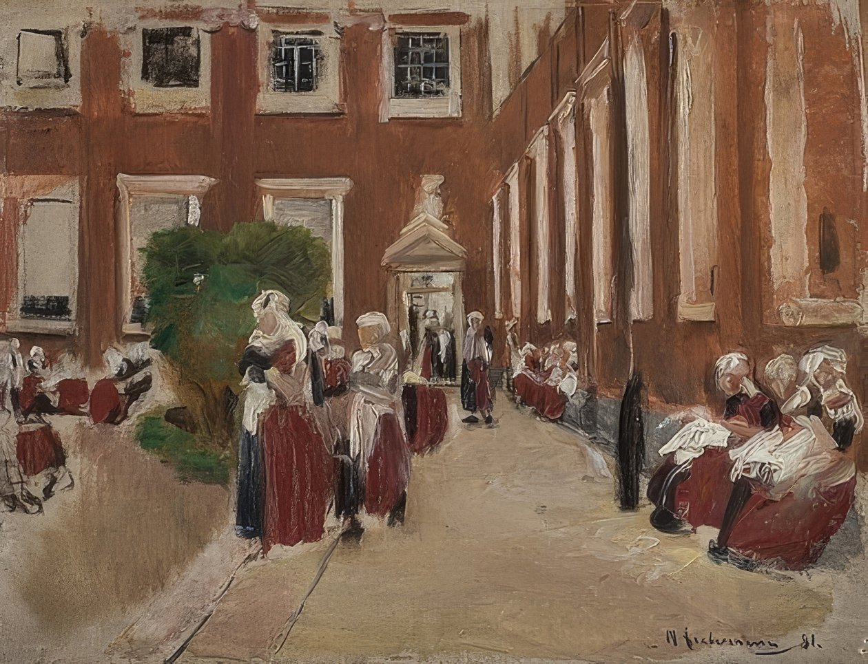 Courtyard of the Amsterdam Orphanage by Max Liebermann