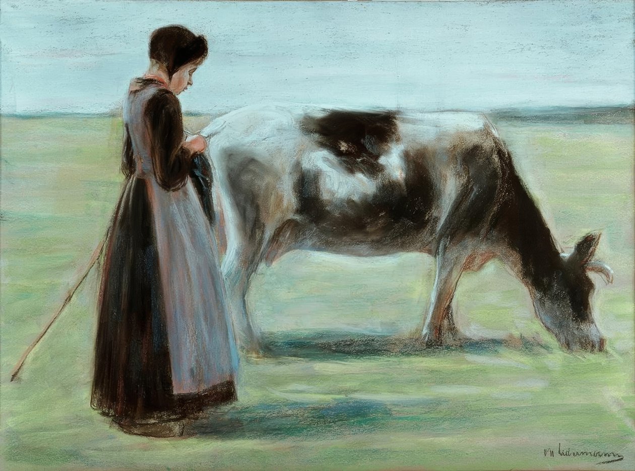 Girl with Cow by Max Liebermann