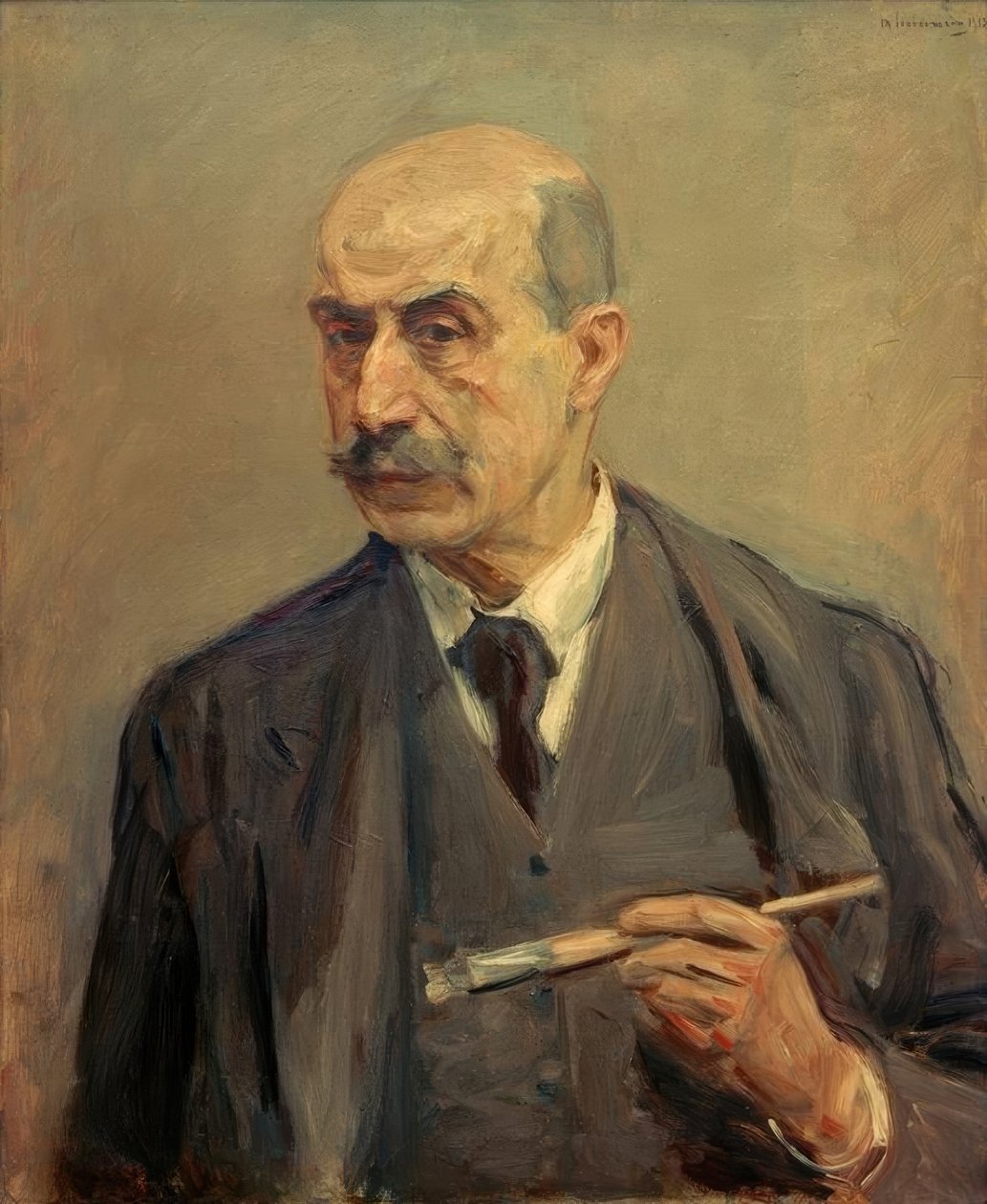 Self-Portrait with Brush by Max Liebermann