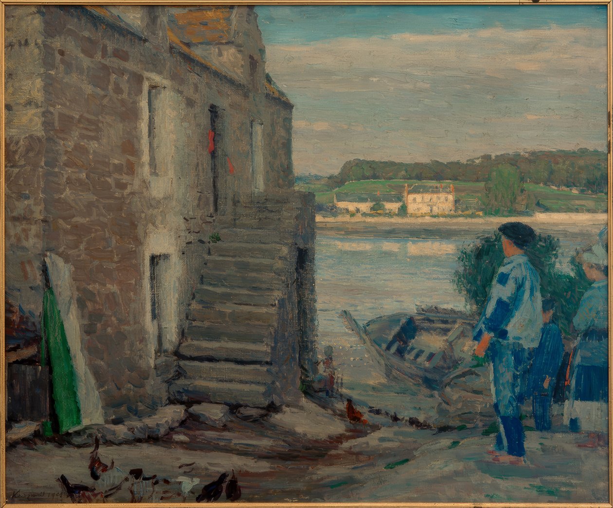 Riverside Landscape with Houses by Max Kurzweil