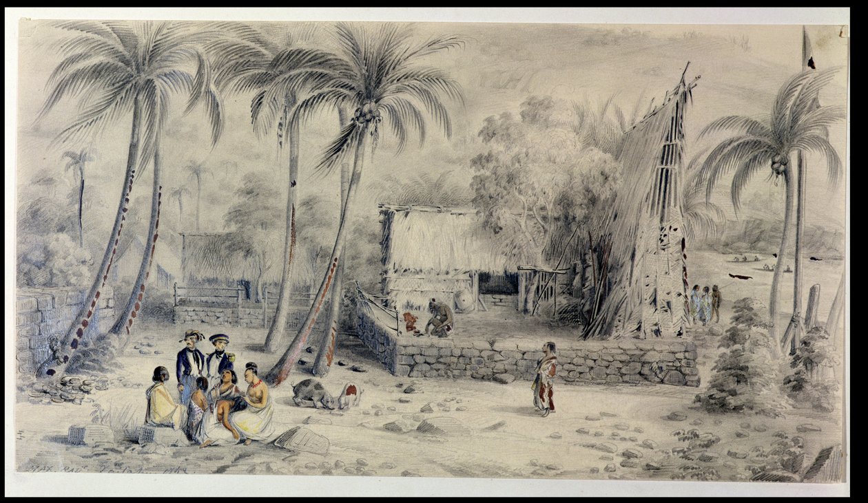 Native Village in Tahiti by Maximilien Radiguet