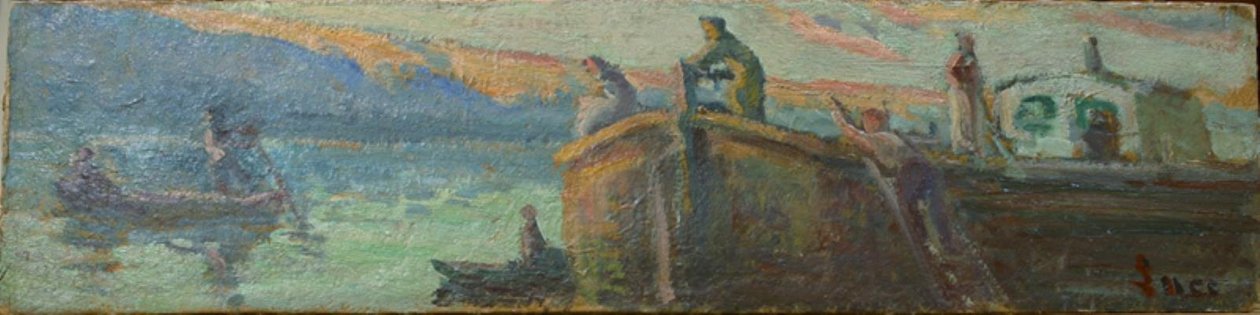 Flood Landscape with Barge and Boats by Maximilien Luce