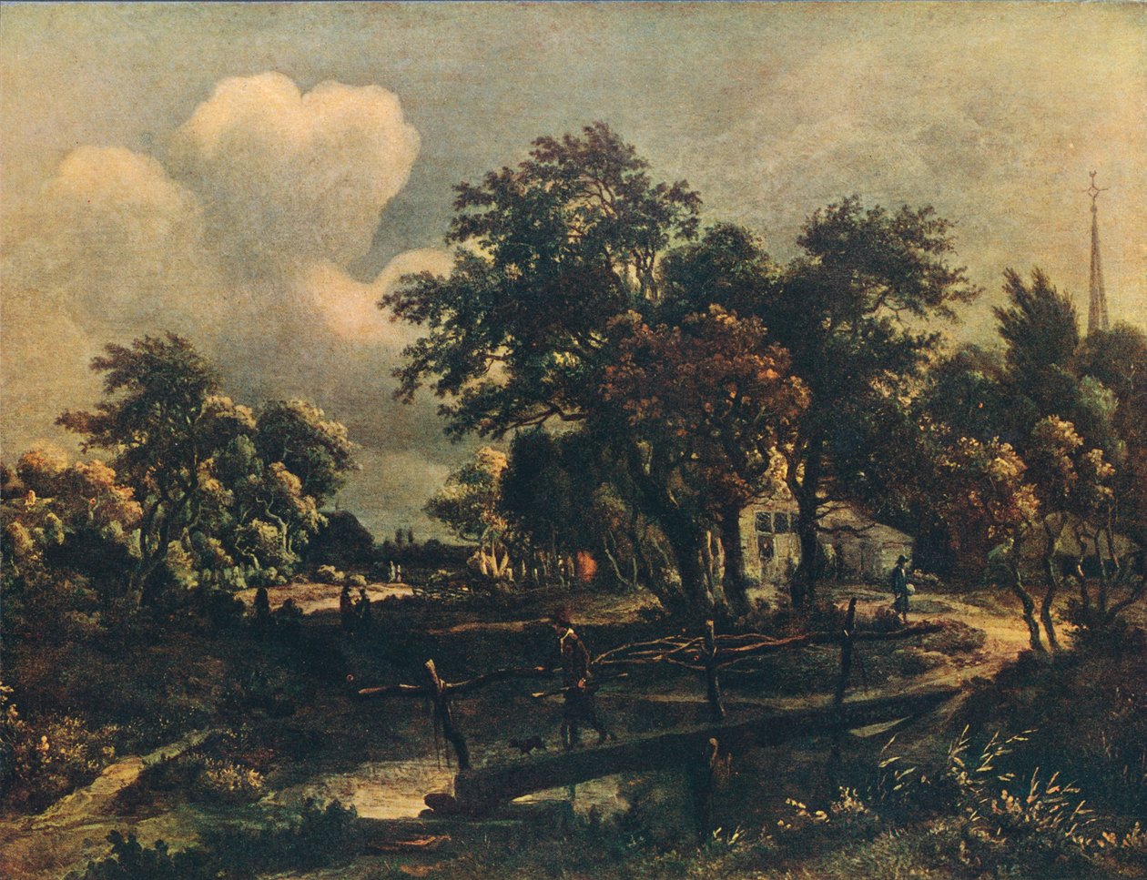 The Rustic Bridge by Meindert Hobbema