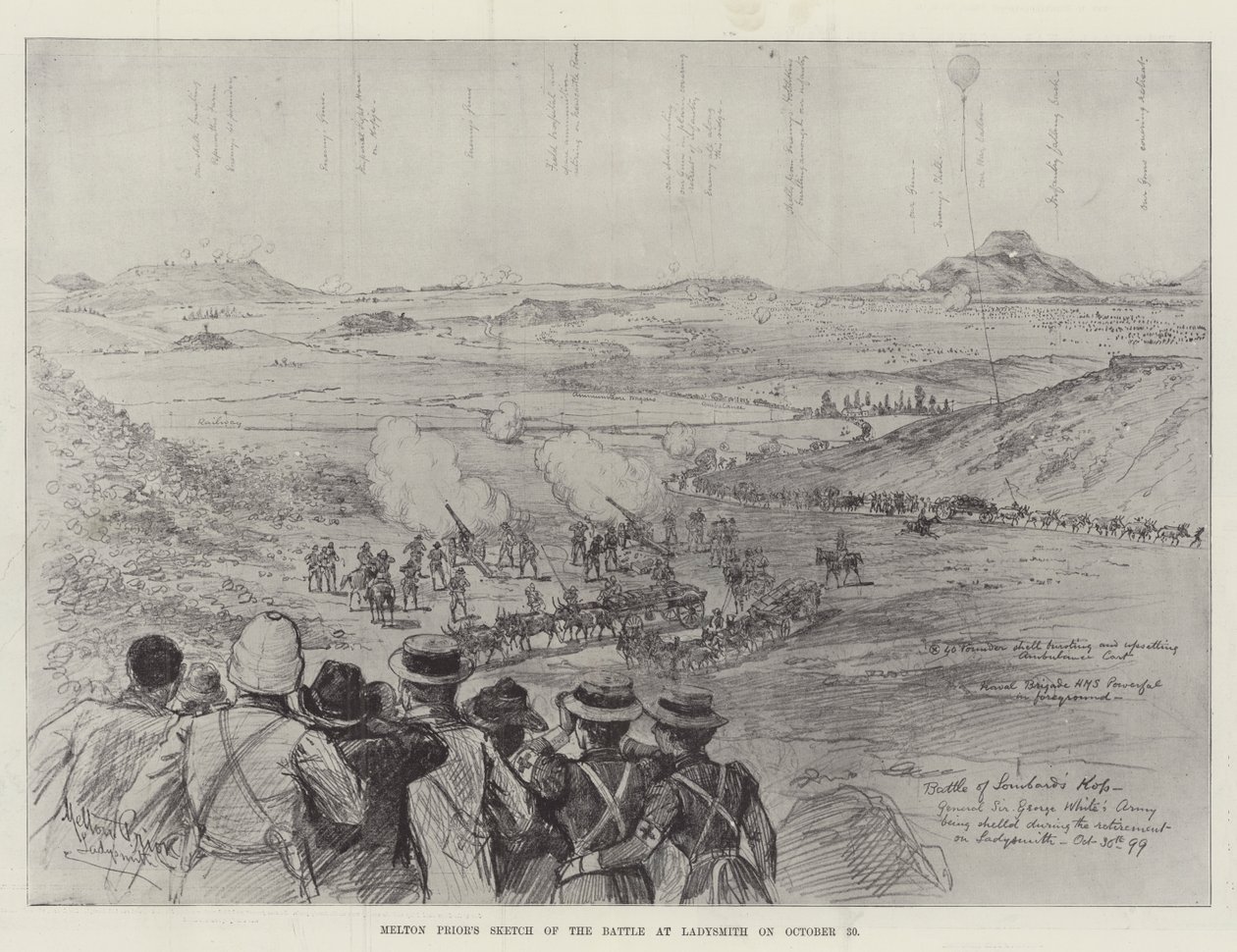 Sketch of the Battle at Ladysmith on 30 October by Melton Prior