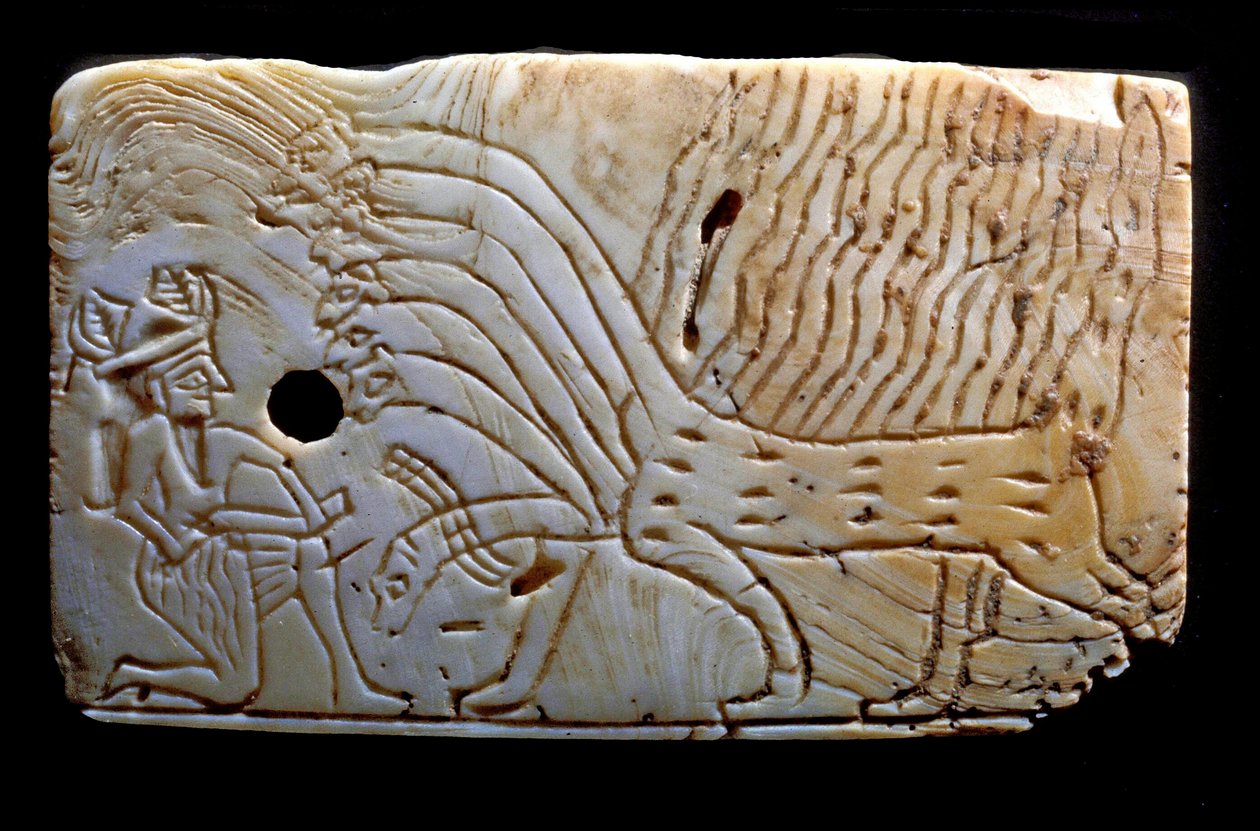 Plaque depicting Ninurta battling with a monster by Mesopotamian
