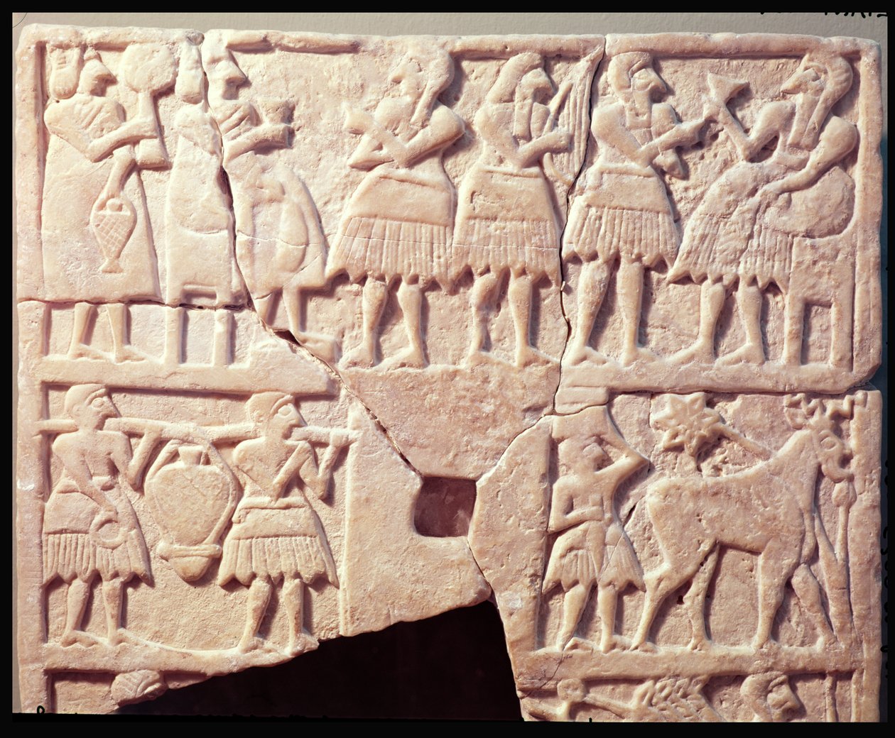 Votive Plaque Depicting an Offering Scene, from Diyala, Early Dynastic Period, 2600-2500 BC by Mesopotamian