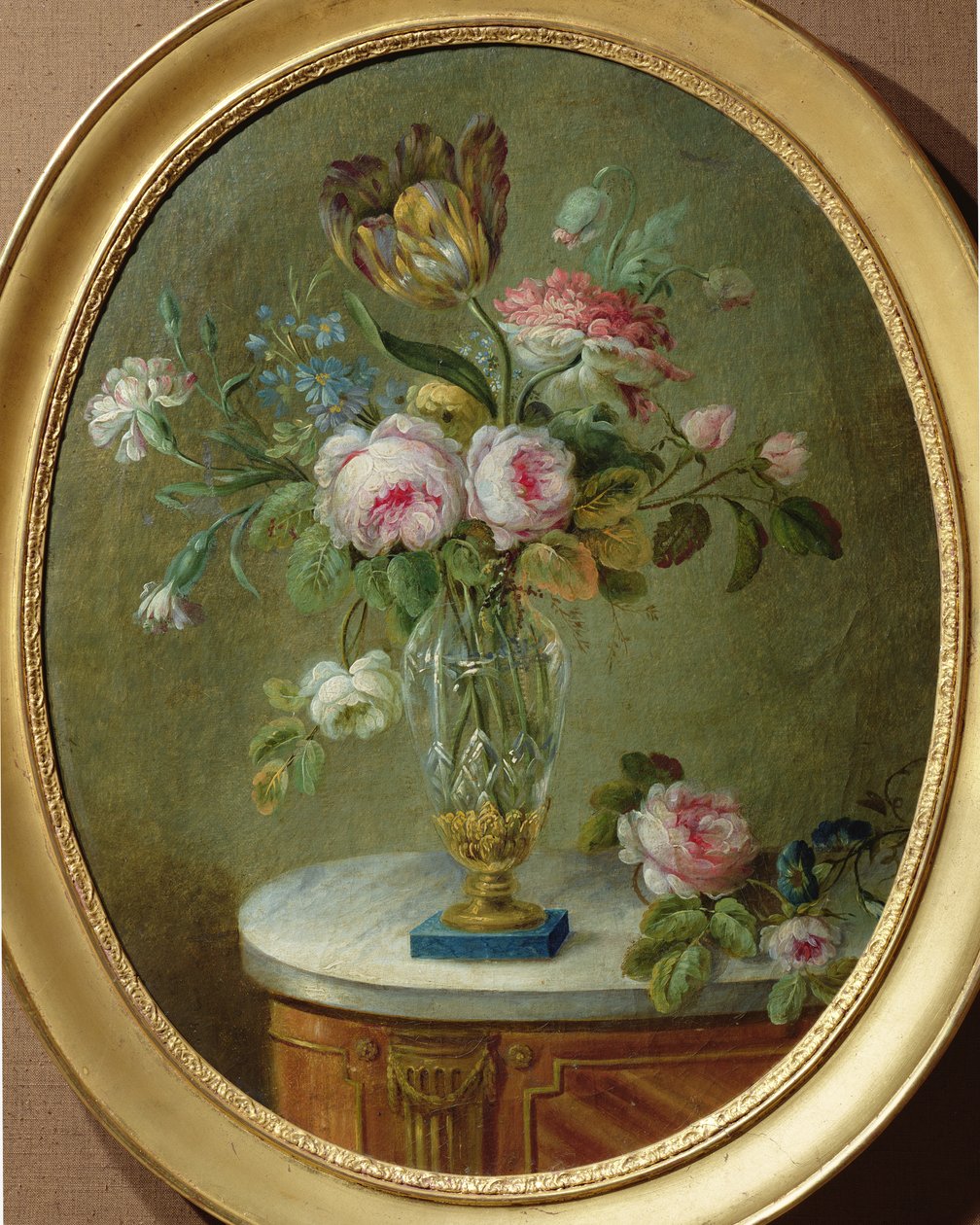 Vase of flowers on a table by Michel Bellange