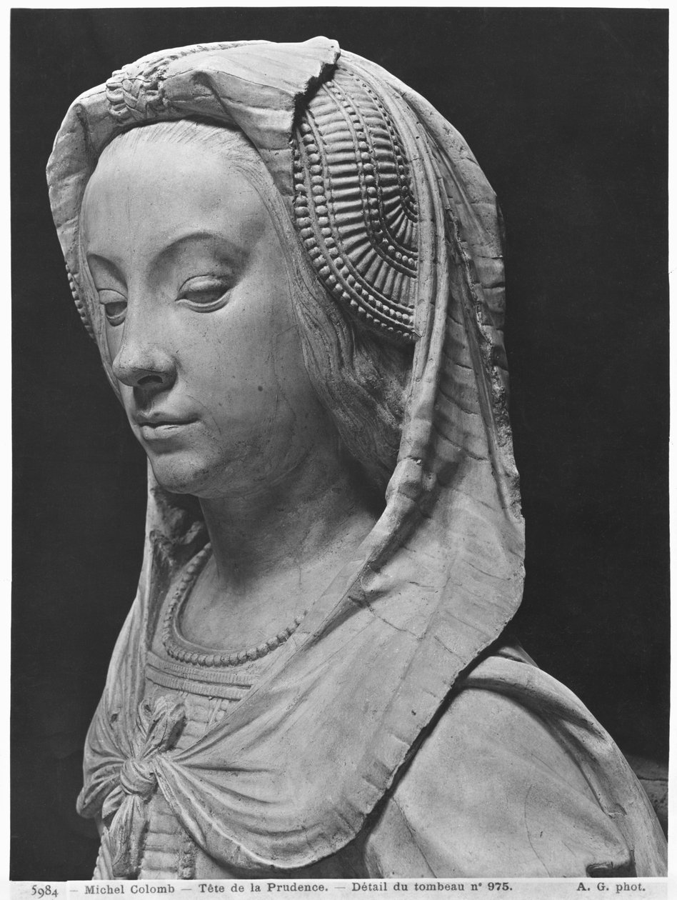 Nantes, St. Peter and St. Paul Cathedral, Tomb of Francis II, Duke of Brittany and Marguerite of Foix, head of Prudence (detail) by Michel Colombe